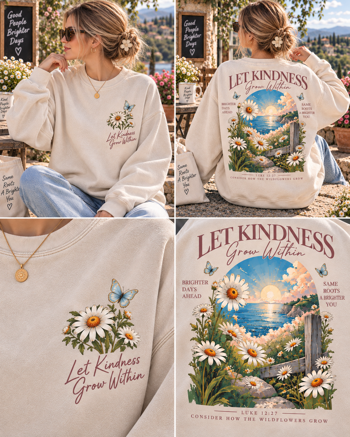 Let Kindness Grow Within – Vintage Floral Sweatshirt