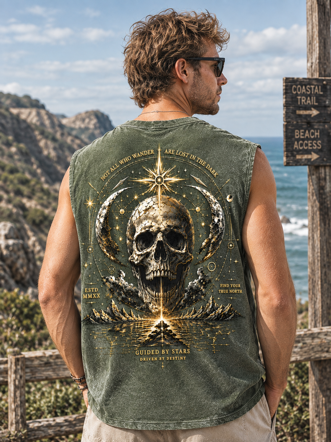 Guided by Stars Washed Black Muscle Tee