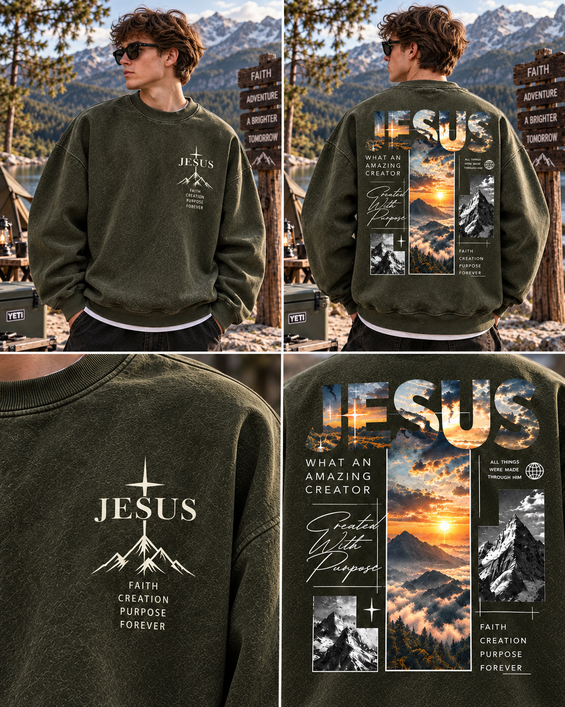 Jesus Mountain Faith Sweatshirt – Vintage Outdoor Style