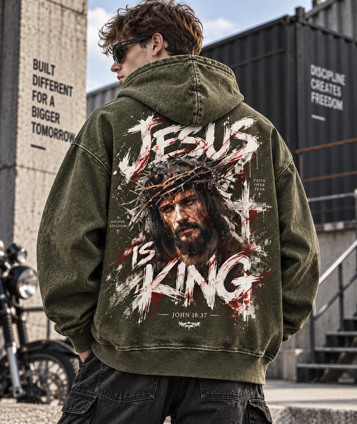 Jesus Is King – Faith Over Fear Washed Hoodie