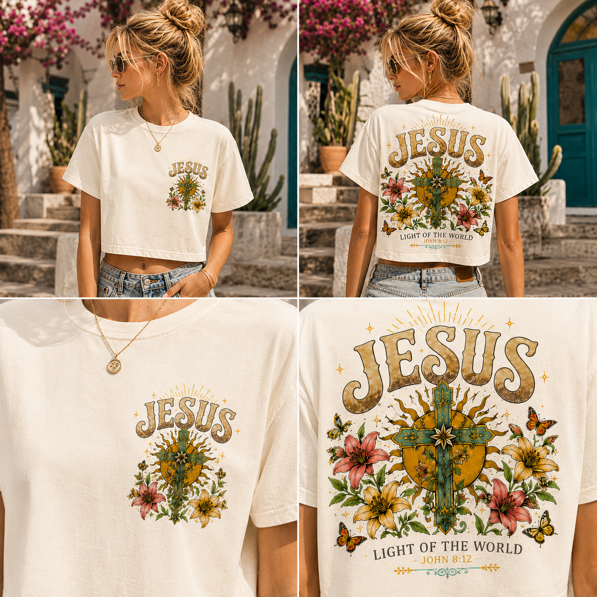 Jesus Light of the World Vintage Crop Top