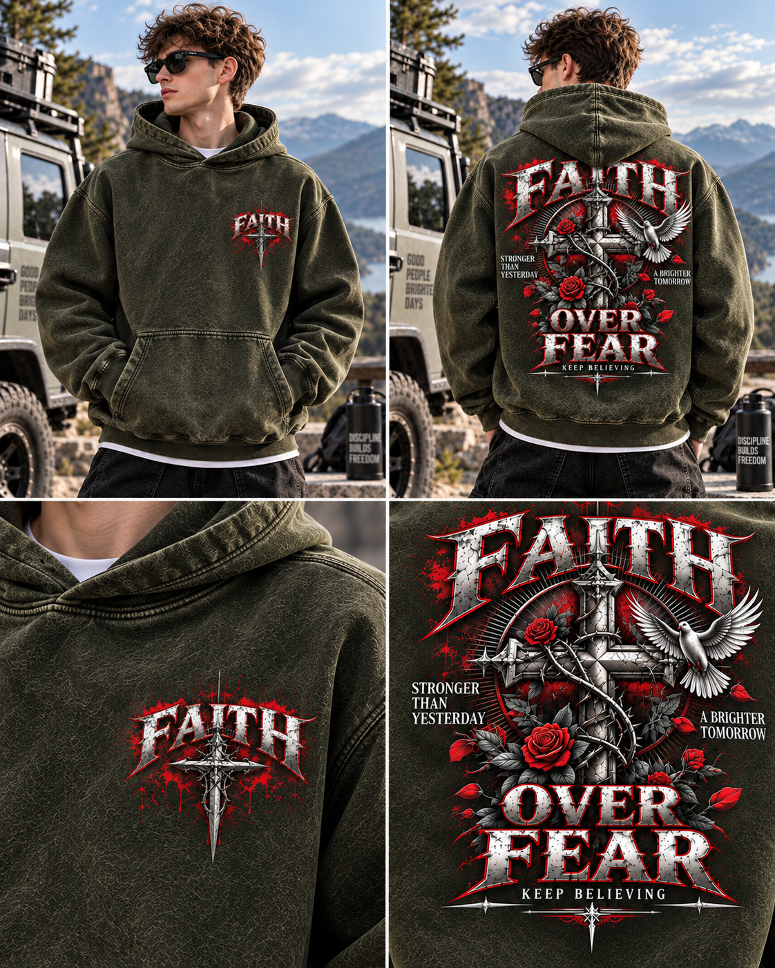 Faith Over Fear – Vintage Graphic Hoodie