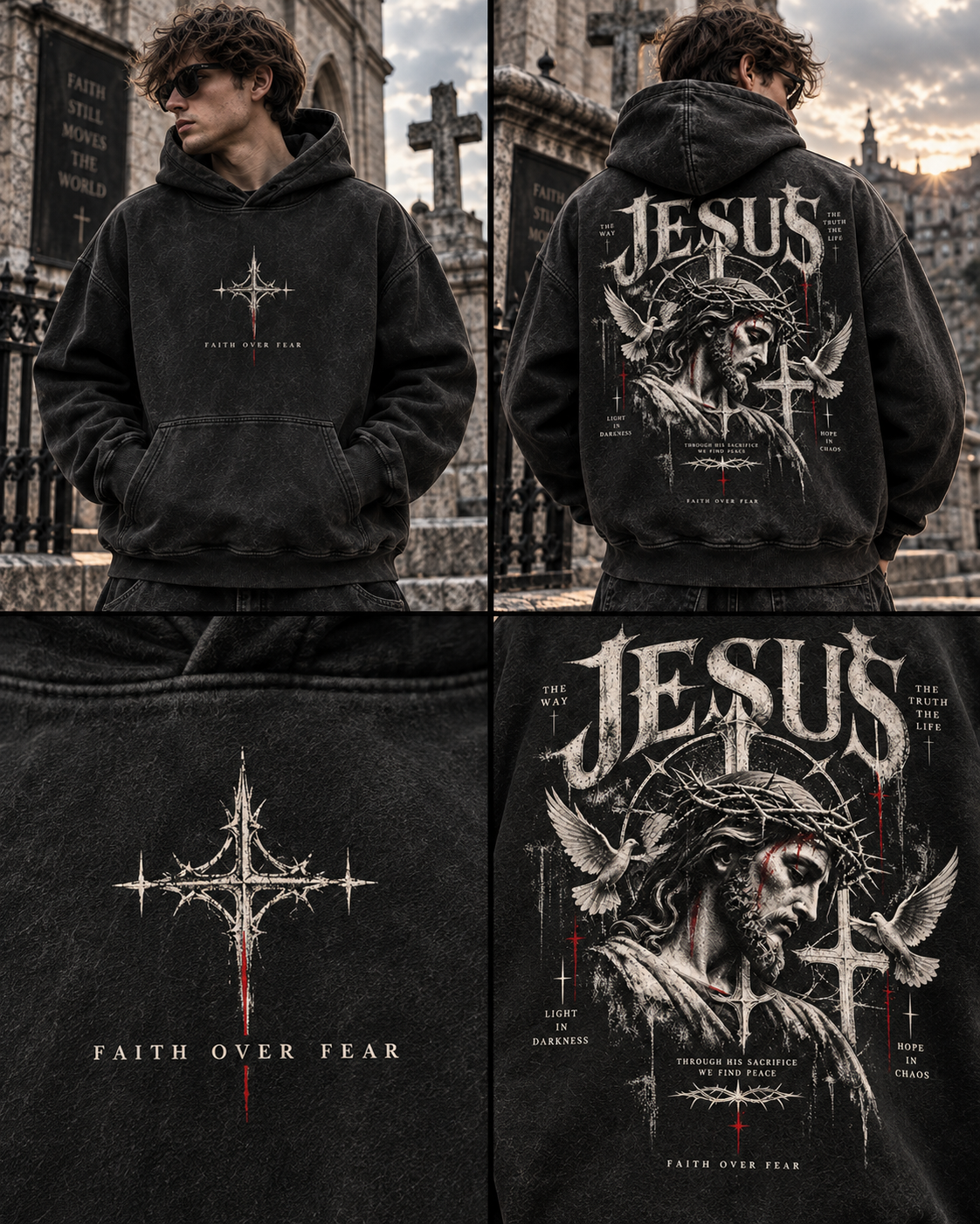 JESUS Faith Over Fear – Vintage Washed Hoodie