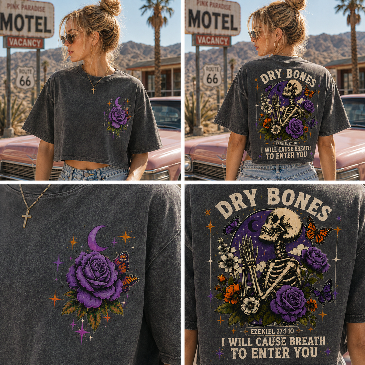 Dry Bones Vintage Graphic Crop Top – Washed Tee
