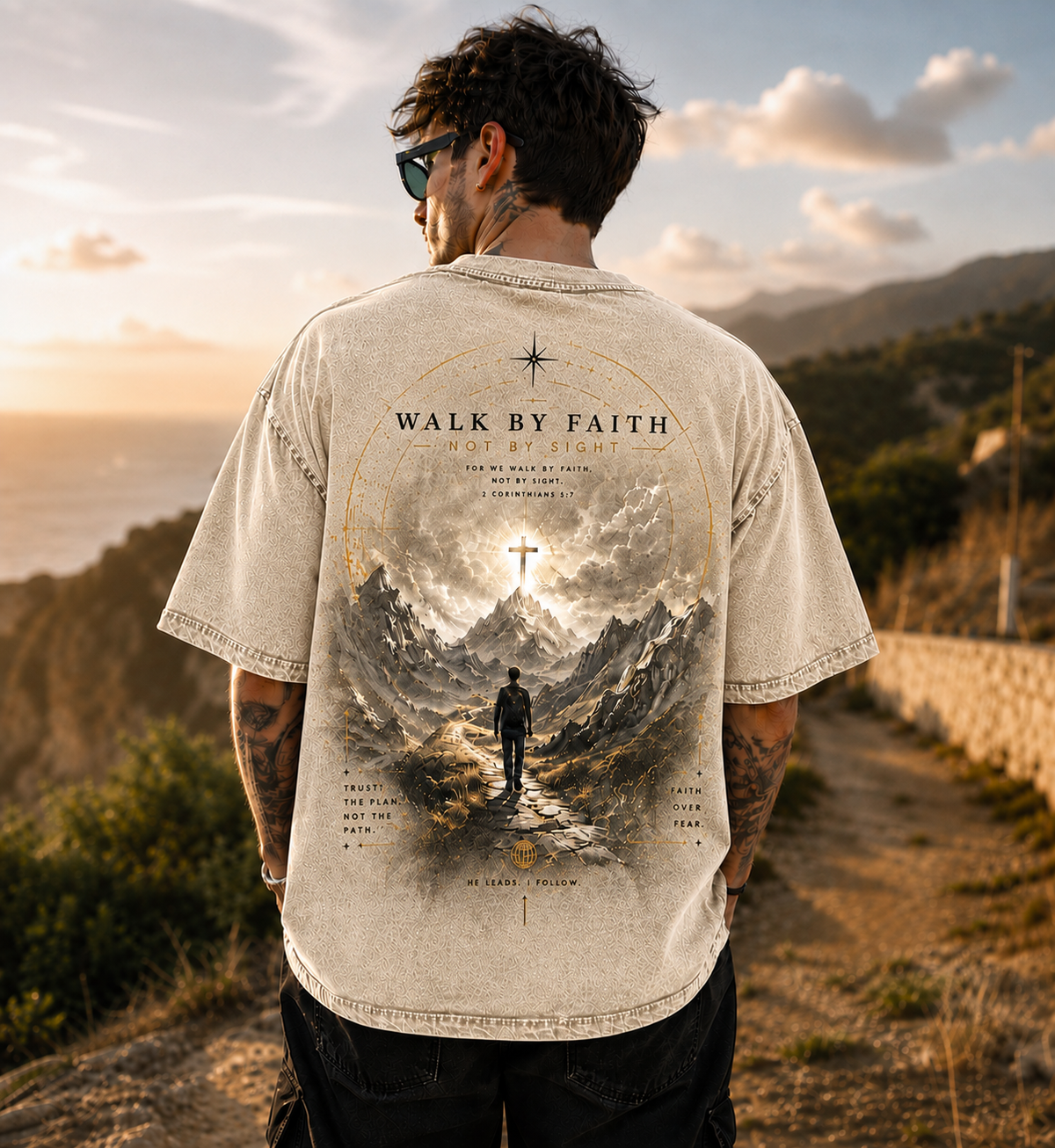 Walk by Faith Vintage Graphic T-Shirt – Unisex Washed Tee