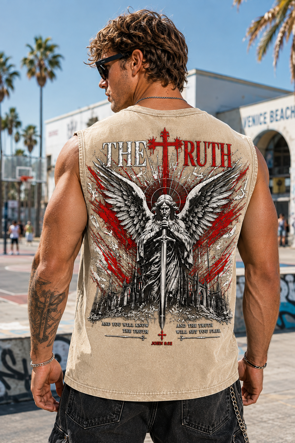 The Truth Angel Washed Black Tank Top