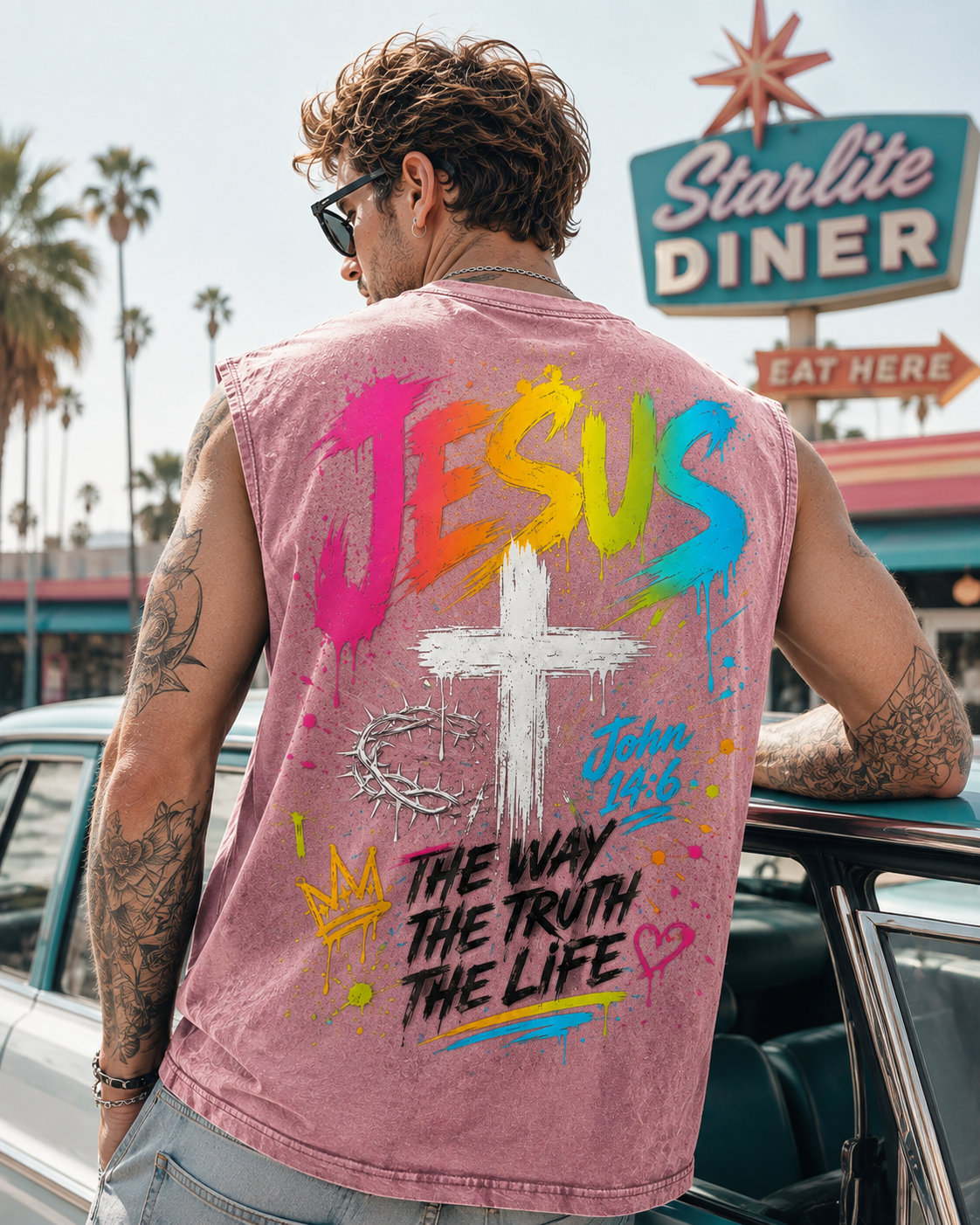 JESUS Graffiti Faith Wash Tank – The Way, The Truth, The Life