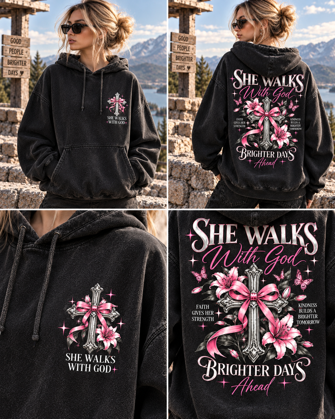 She Walks With God – Brighter Days Vintage Hoodie