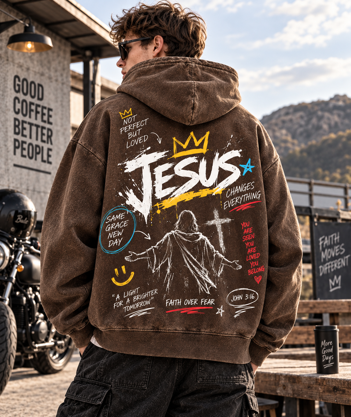 Faith Over Fear – Vintage Jesus Hoodie