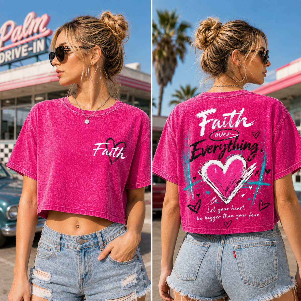 Faith Over Everything – Vintage Heart Crop Tee