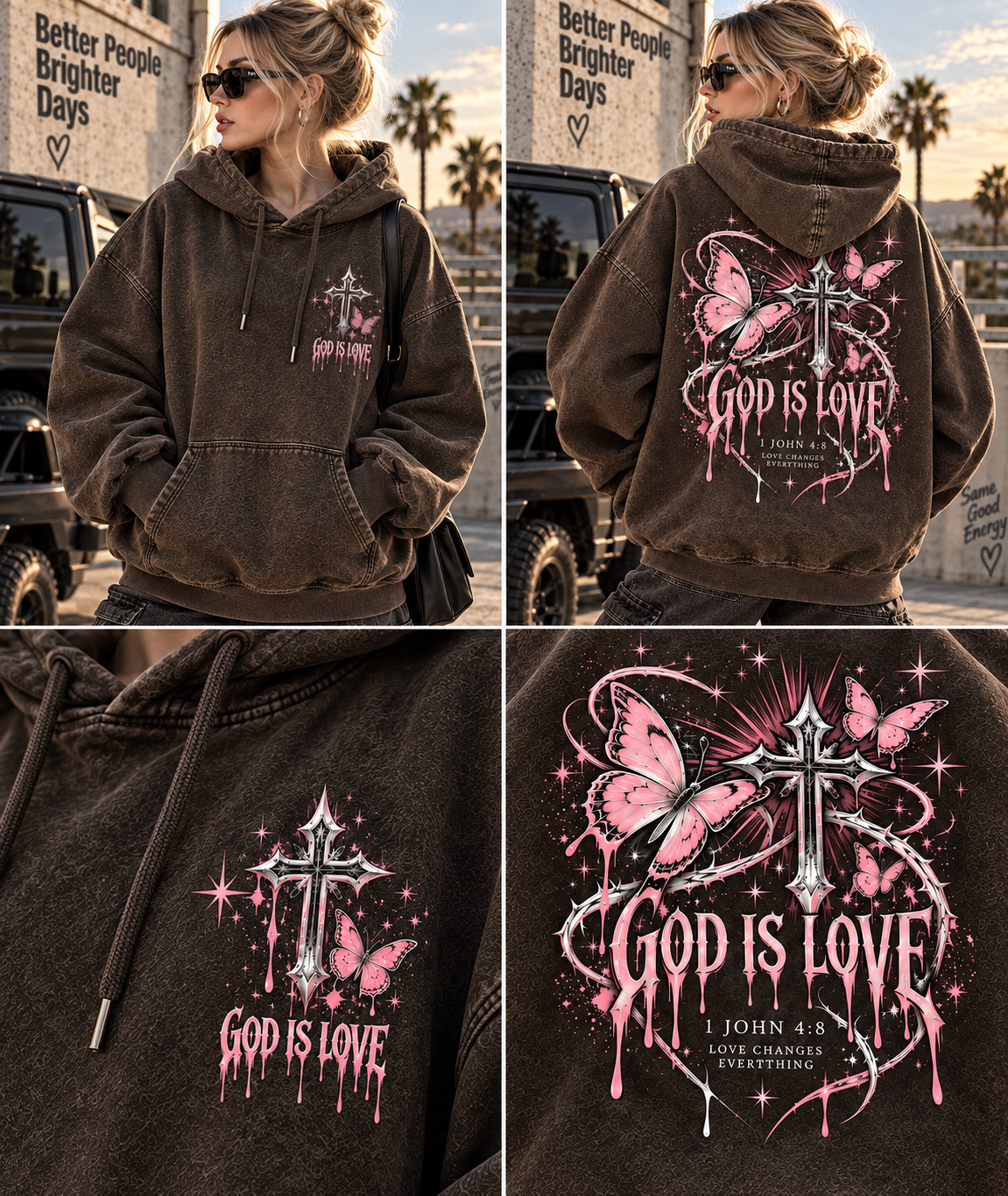 God Is Love Vintage Hoodie – Butterfly Cross