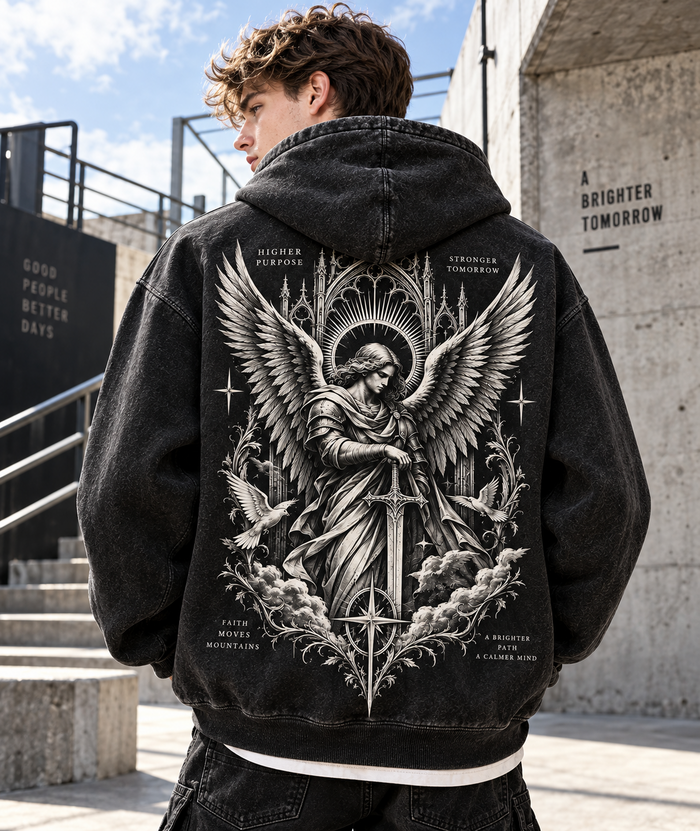 Faith Angel Vintage Hoodie – Faith Moves Mountains