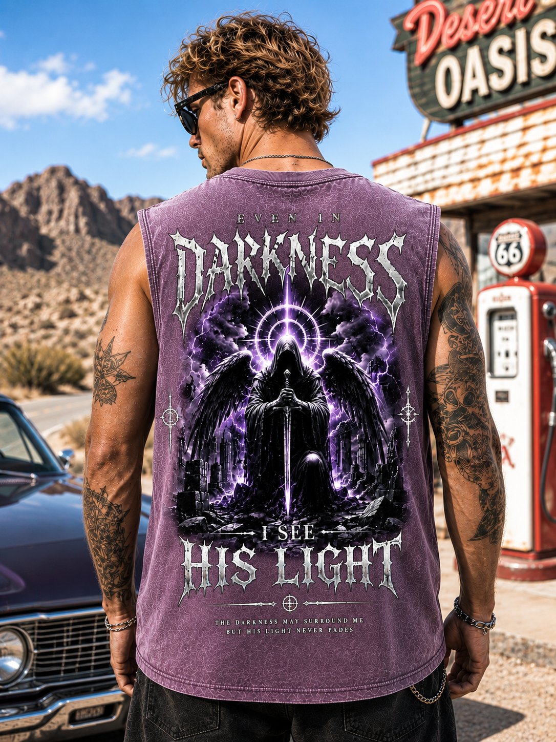 Darkness & Light Washed Black Tank Top