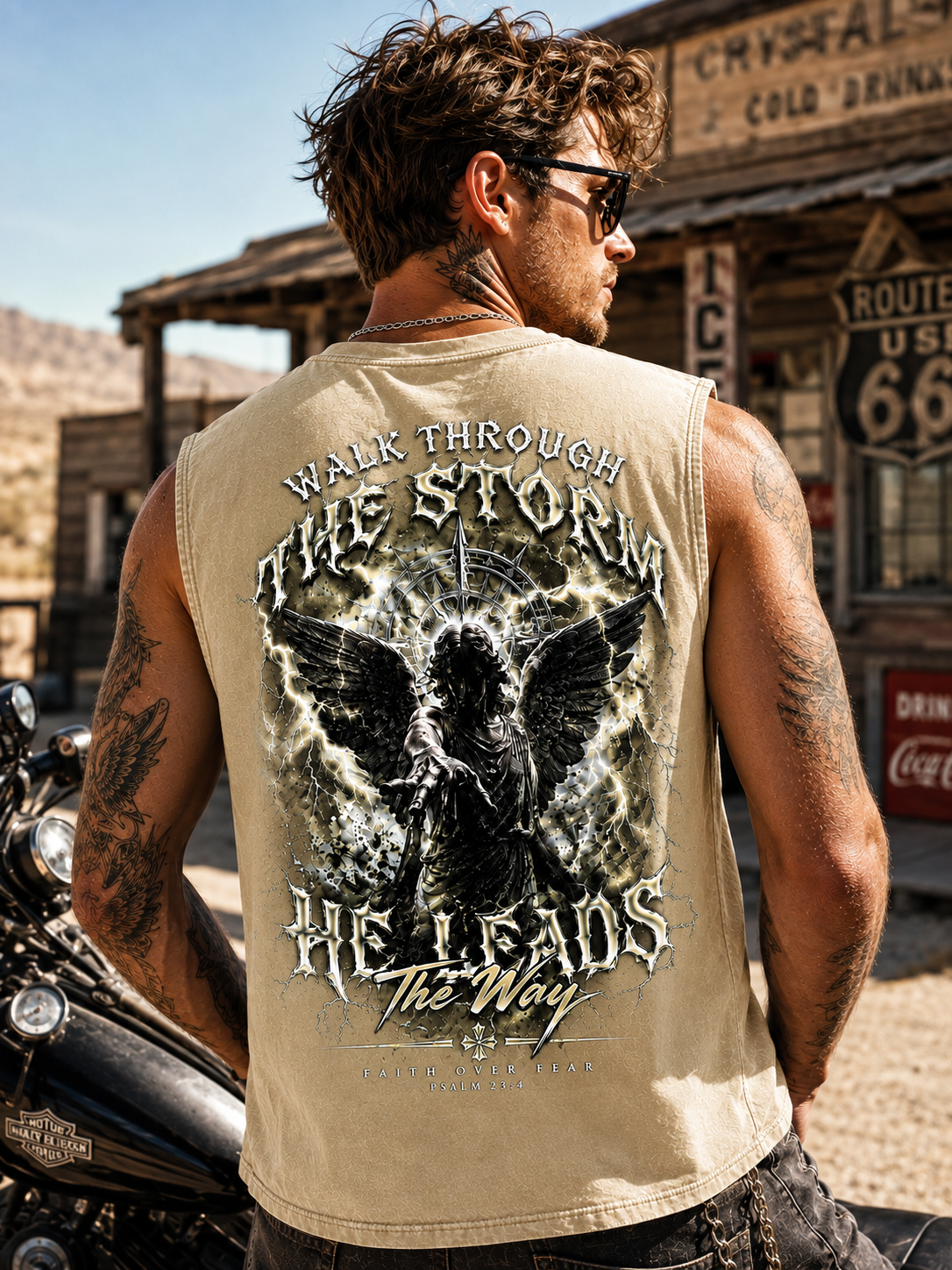 Walk Through The Storm – Washed Black Vintage Angel Tank Top