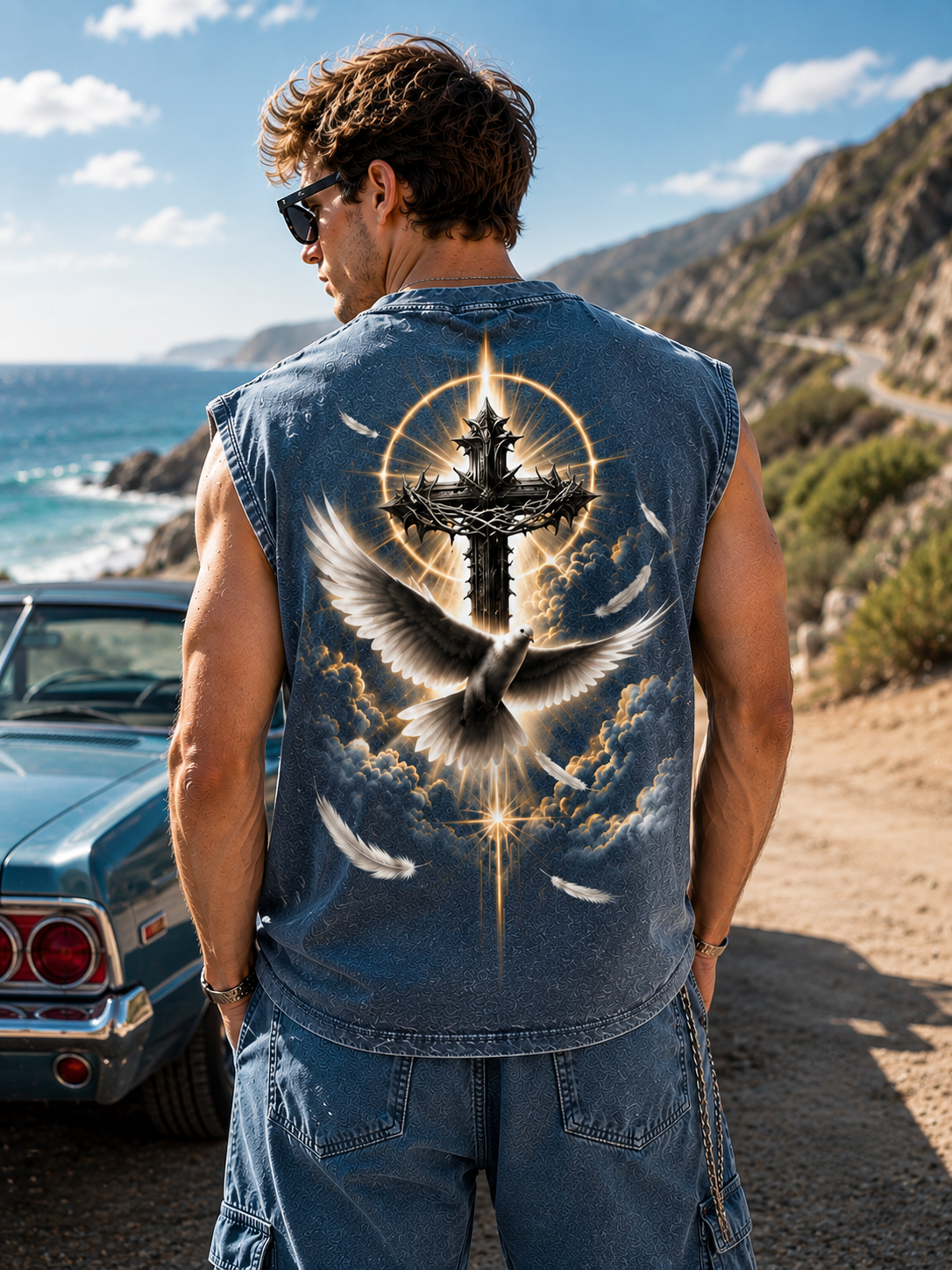 Faith Over Fear – Washed Black Muscle Tee