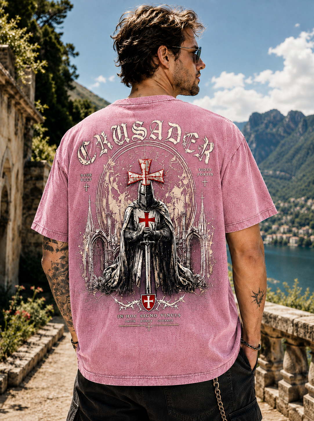 Vintage Crusader Oversized T-Shirt – Washed Black