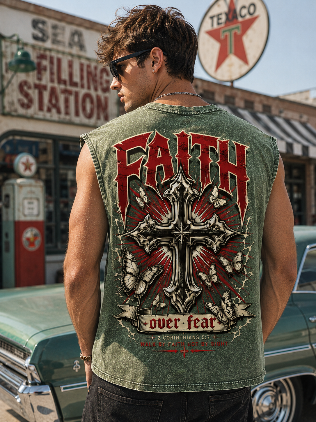 FAITH Over Fear Washed Black Tee