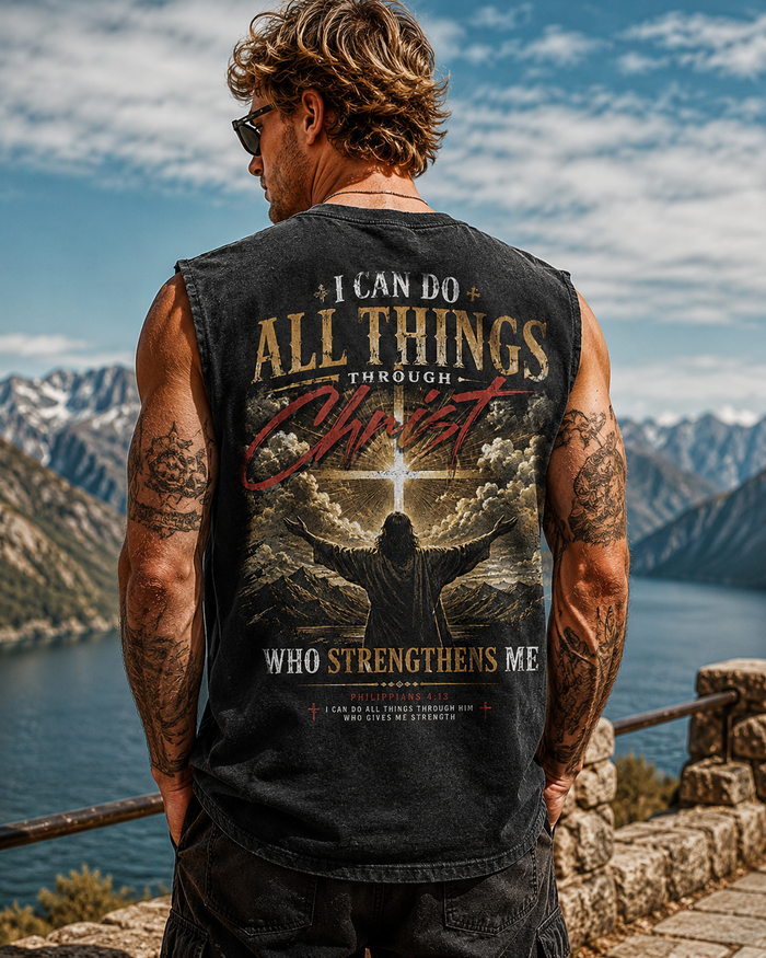 Philippians 4:13 Vintage Washed Muscle Tee