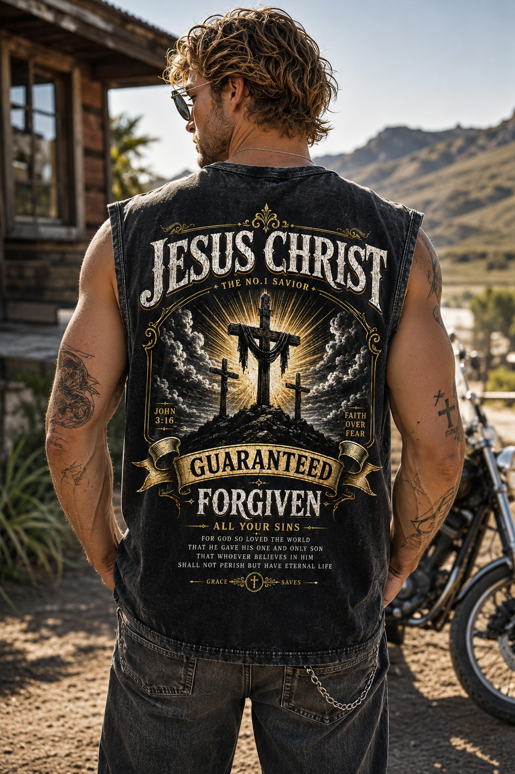 Jesus Christ Forgiven Wash Tee – Vintage Faith Edition