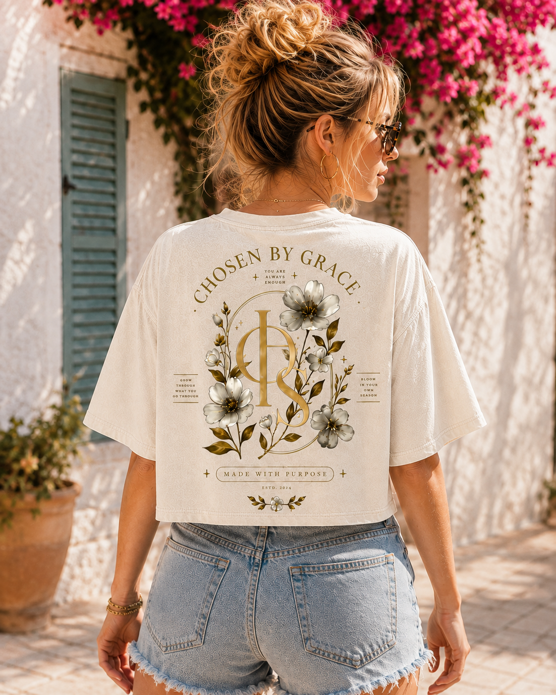 Chosen By Grace – Vintage Washed Graphic Crop Top