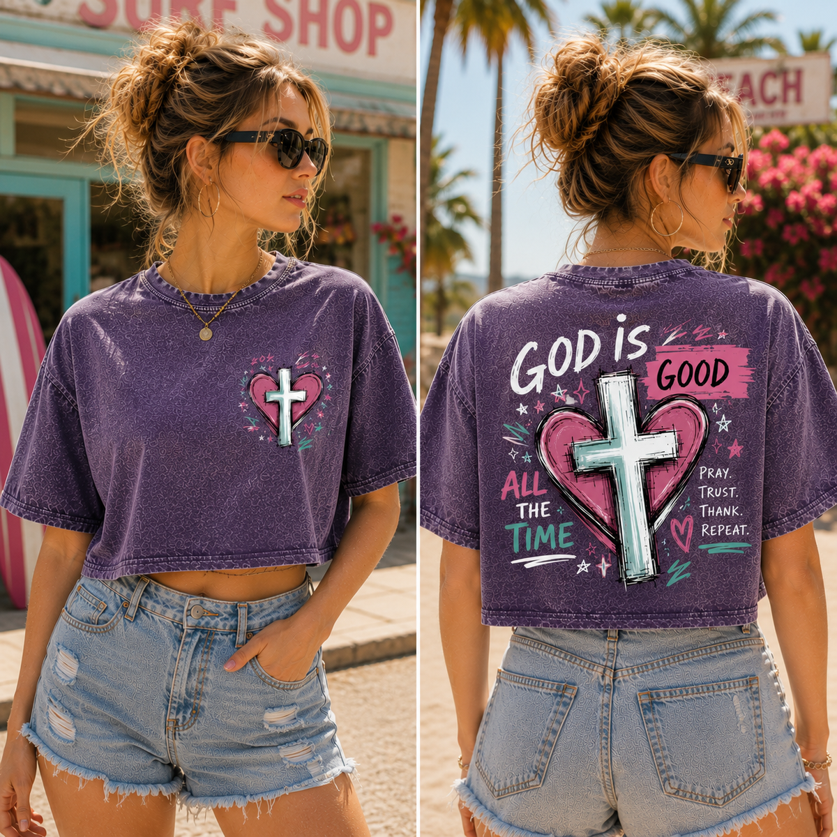 God Is Good – Faith Graphic Washed Crop Top