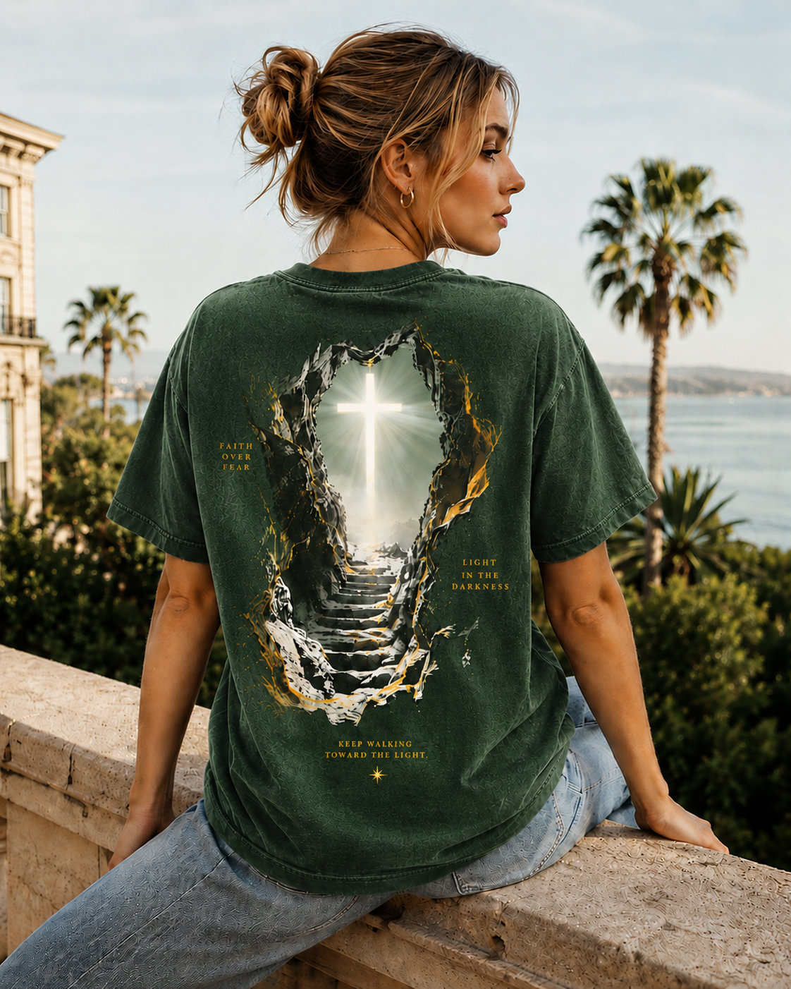 Faith Over Fear Vintage Graphic T-Shirt – Washed Unisex Tee