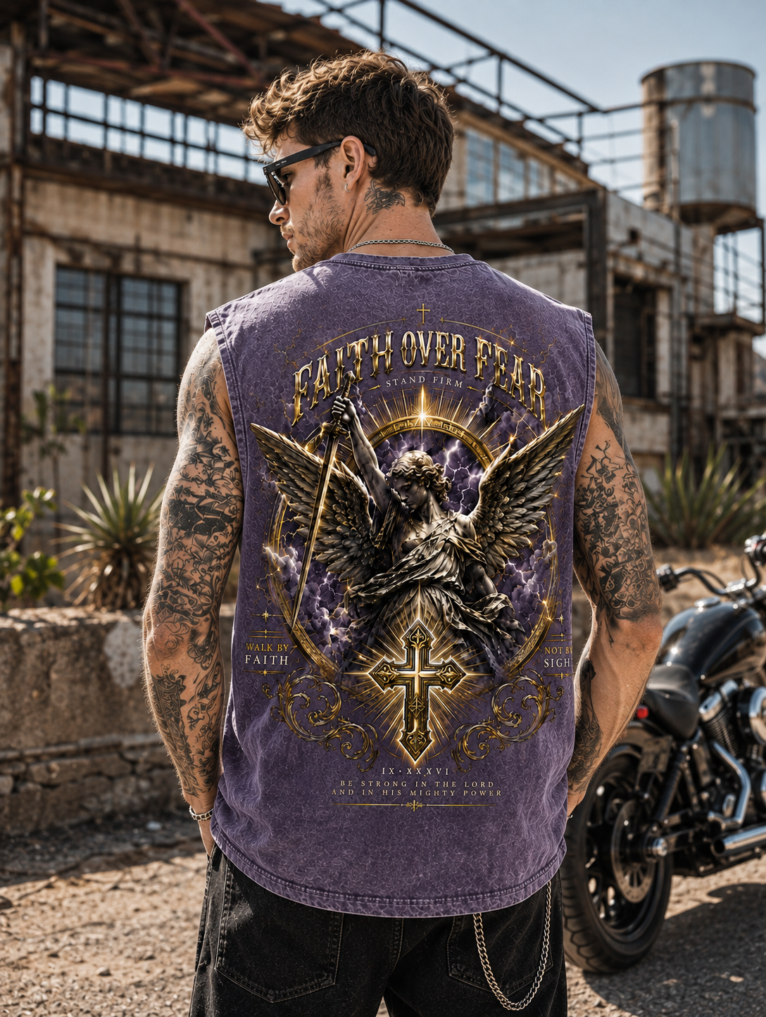 Faith Over Fear – Vintage Angel Washed Tank Top