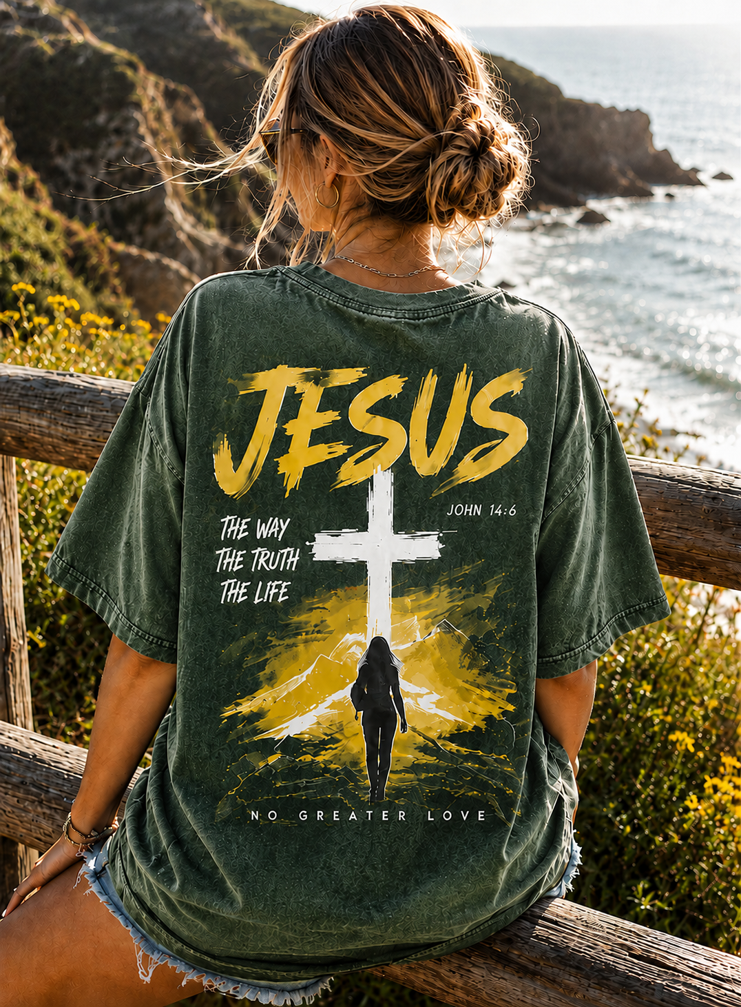 Vintage Jesus Cross Oversized T-Shirt – Faith Graphic Tee
