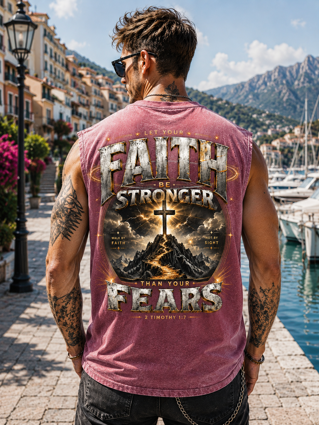 Faith Stronger Than Fear – Vintage Wash Muscle Tee