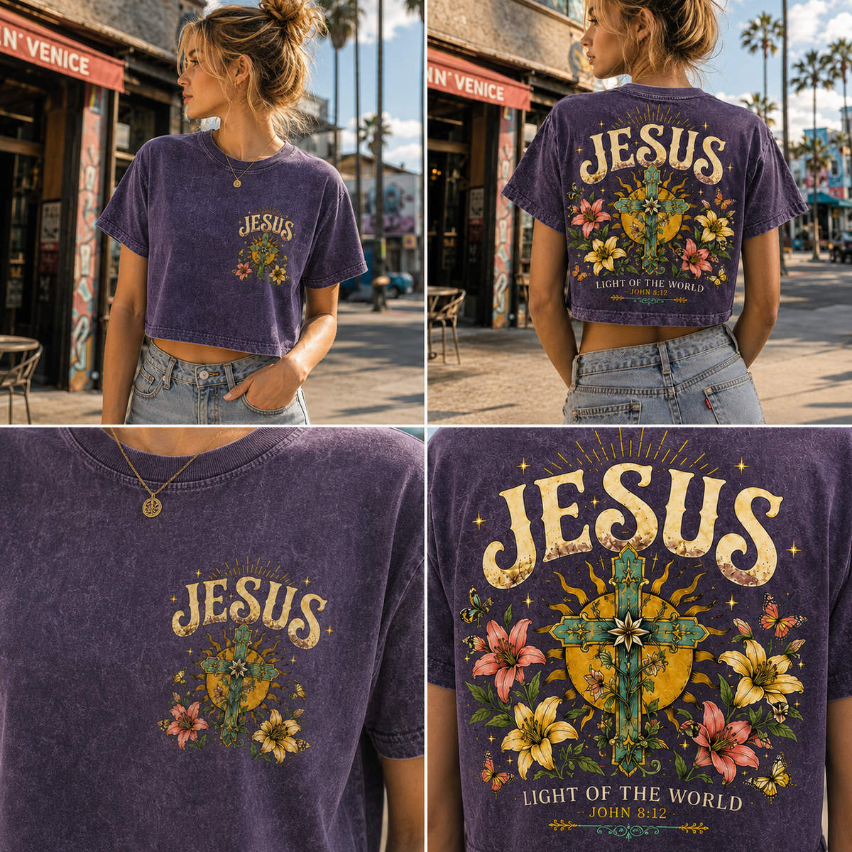 Jesus Light of the World Vintage Crop Top