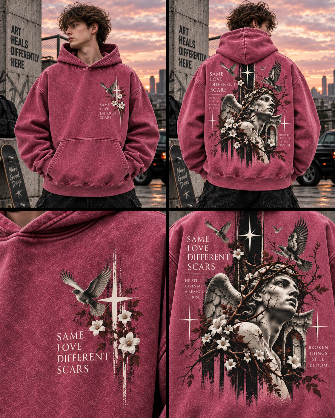 Same Love Different Scars – Vintage Angel Hoodie