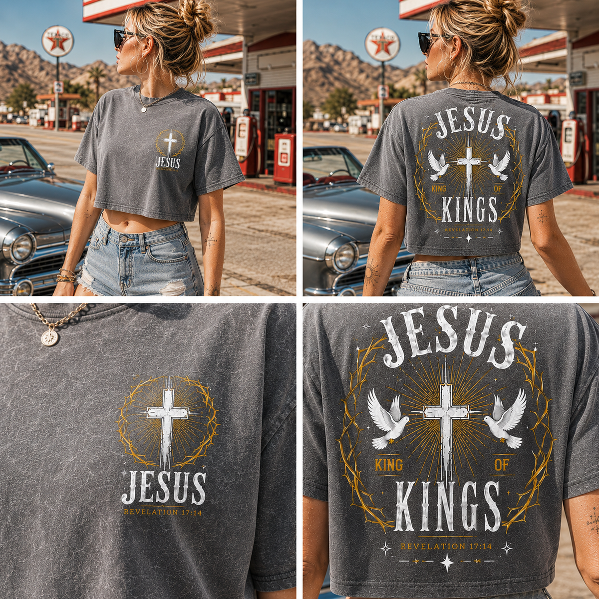 Jesus King of Kings – Vintage Christian Crop Tee