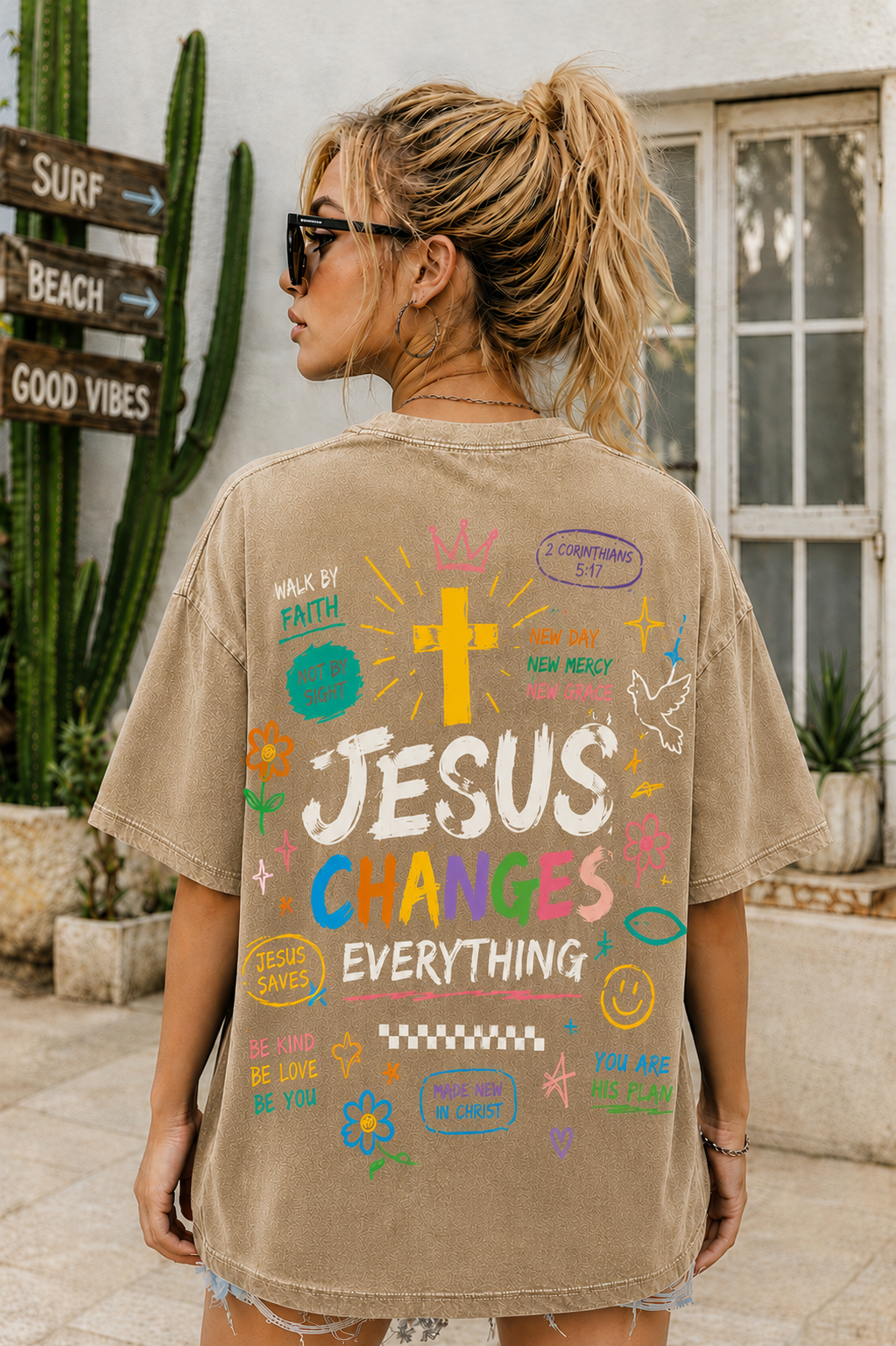 Jesus Changes Everything Oversized Graphic Tee