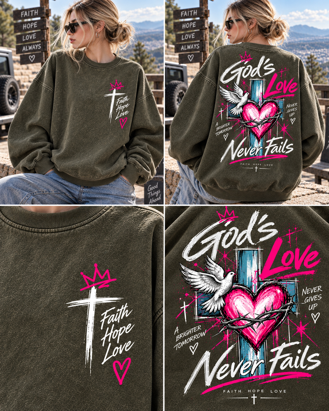 Faith Hope Love – Never Fails Vintage Sweatshirt
