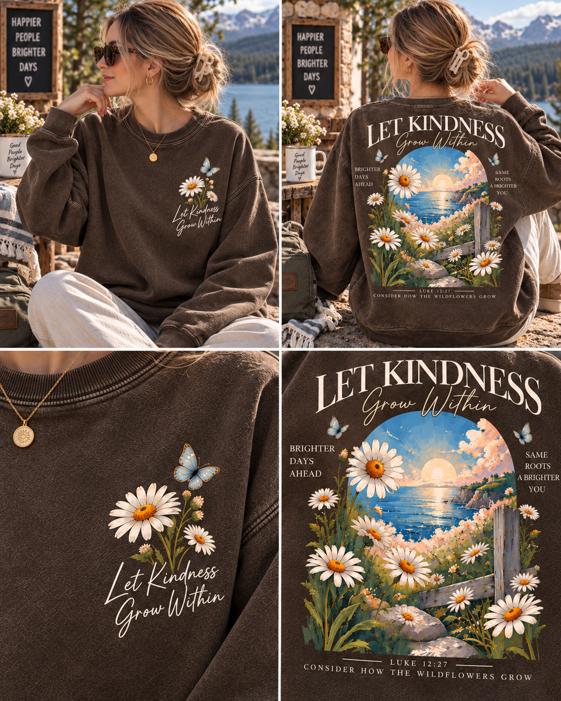Let Kindness Grow Within – Vintage Floral Sweatshirt
