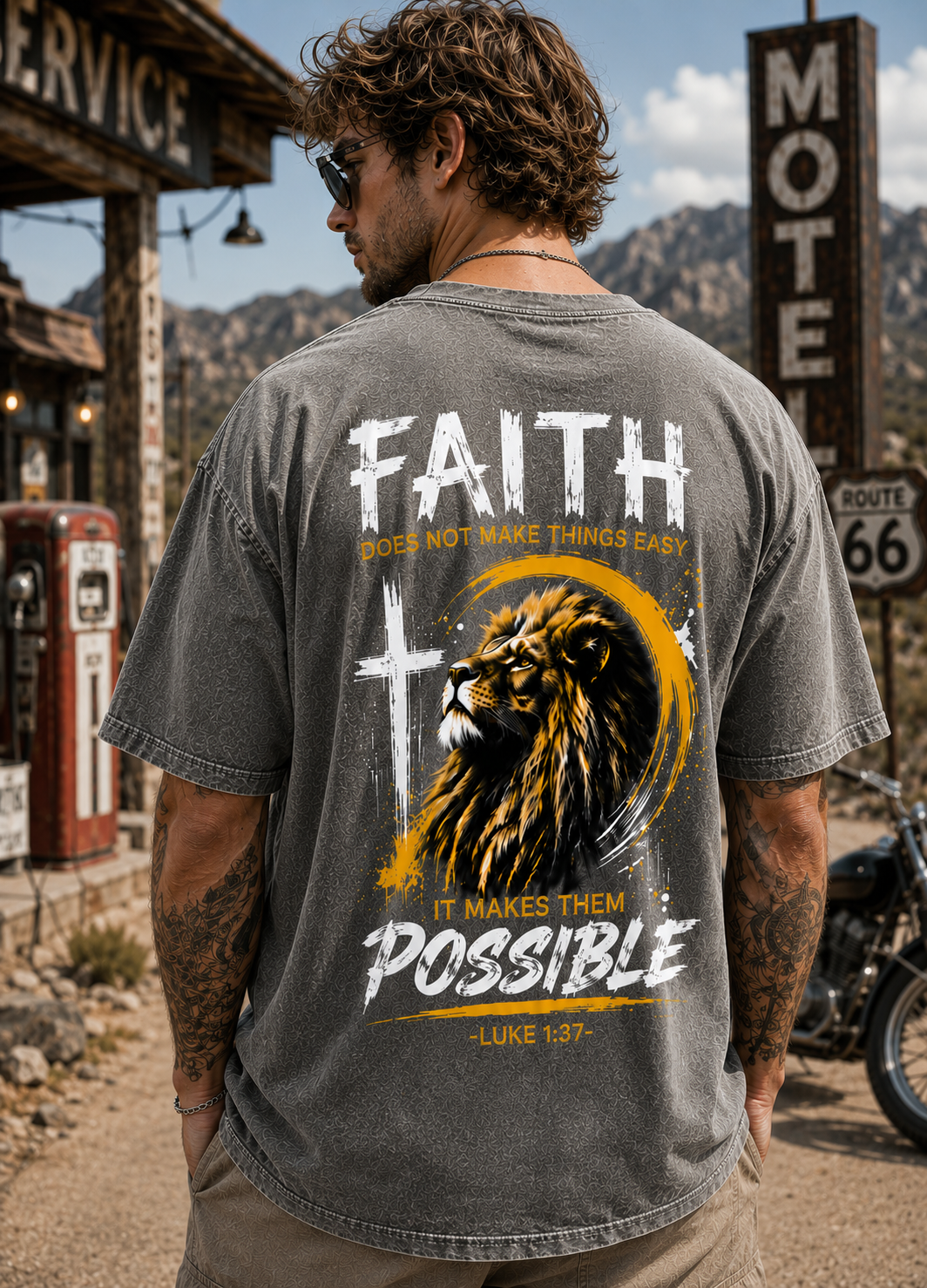 Faith Lion Vintage Graphic Tee