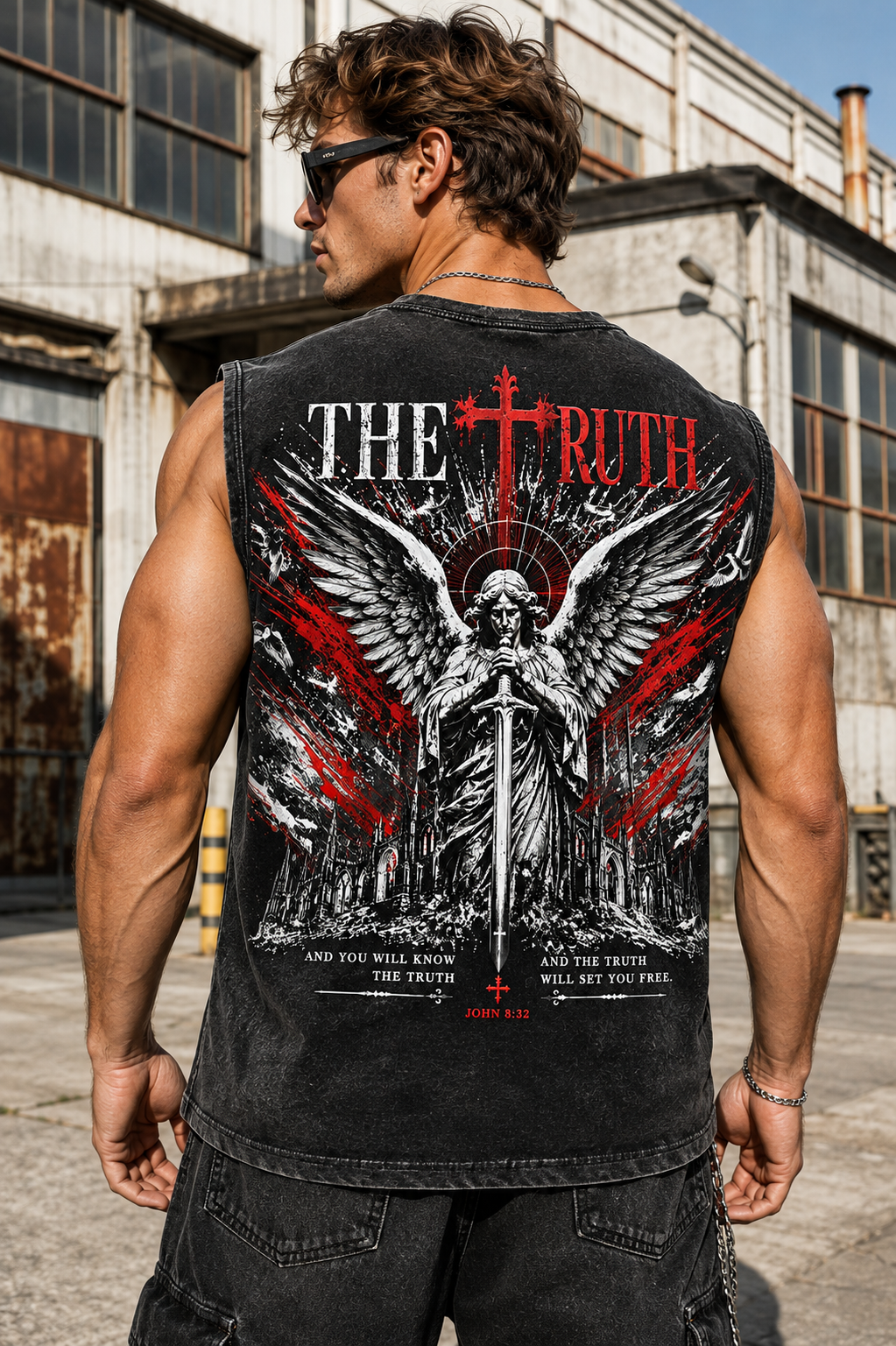 The Truth Angel Washed Black Tank Top