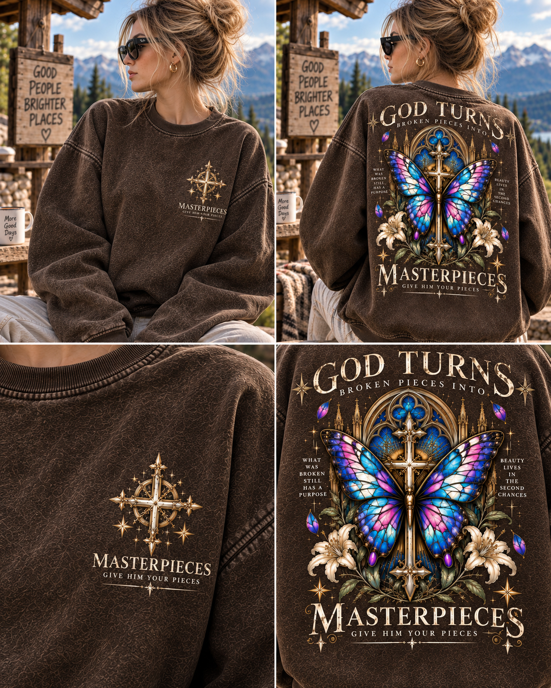 GOD Turns Broken Pieces Into Masterpieces – Vintage Faith Sweatshirt