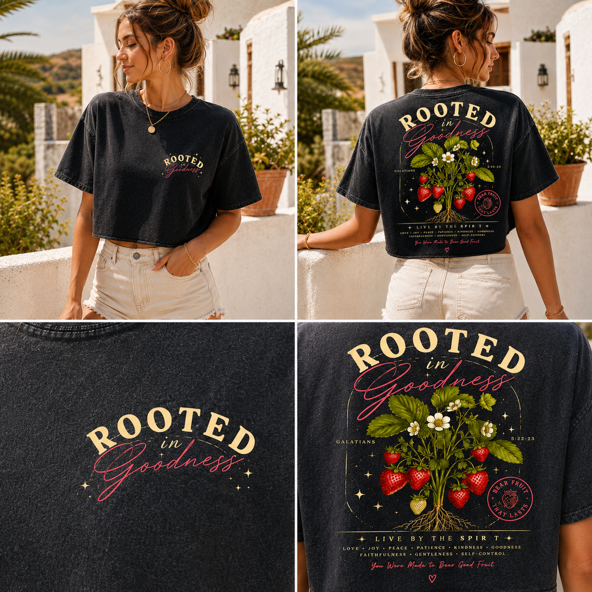 Rooted in Goodness – Vintage Strawberry Crop Tee