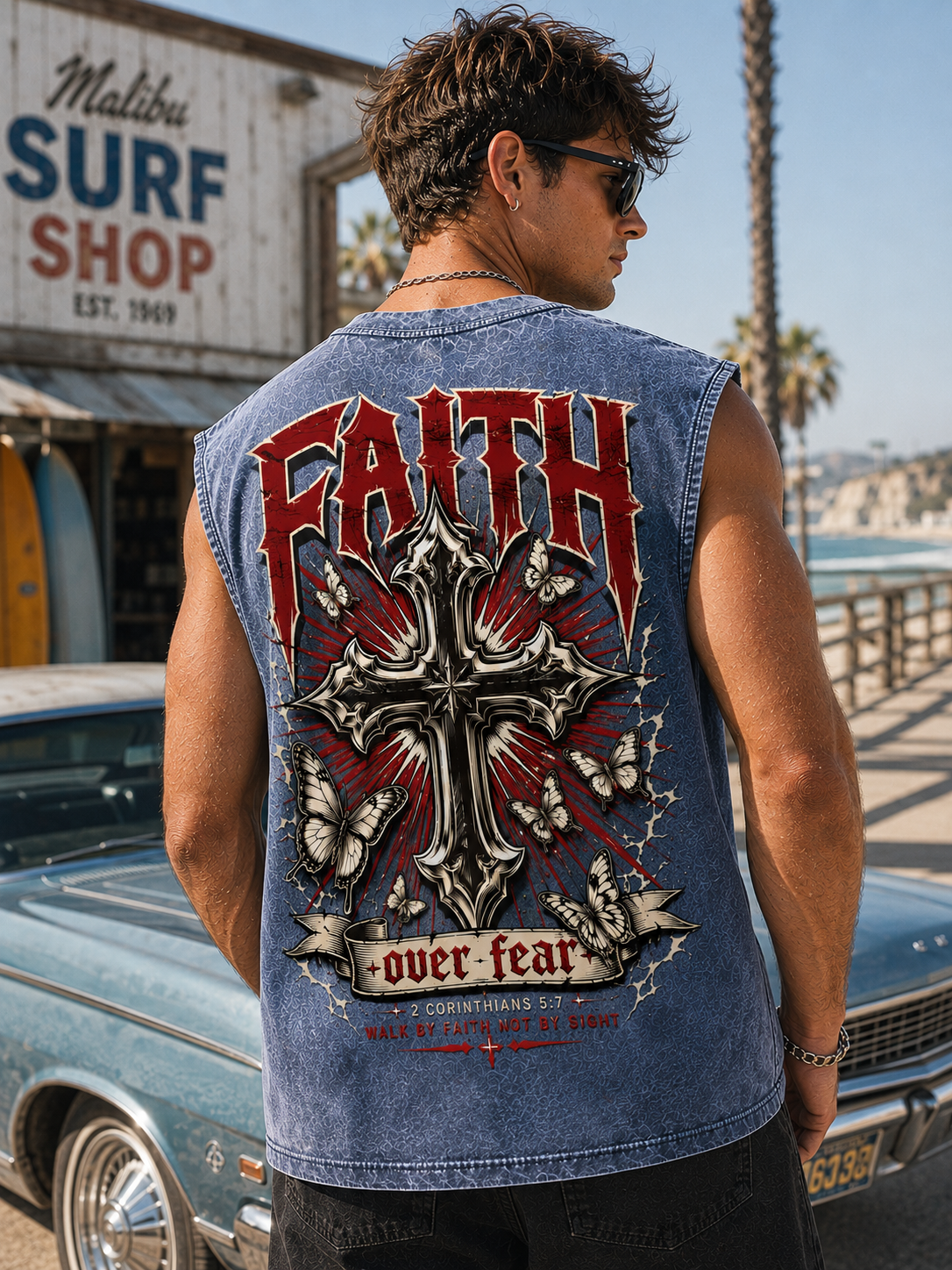 FAITH Over Fear Washed Black Tee