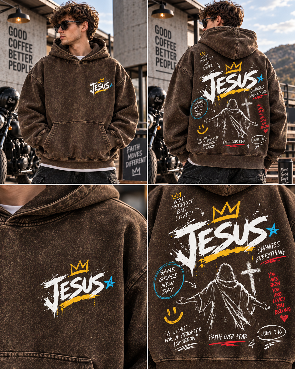Faith Over Fear – Vintage Jesus Hoodie