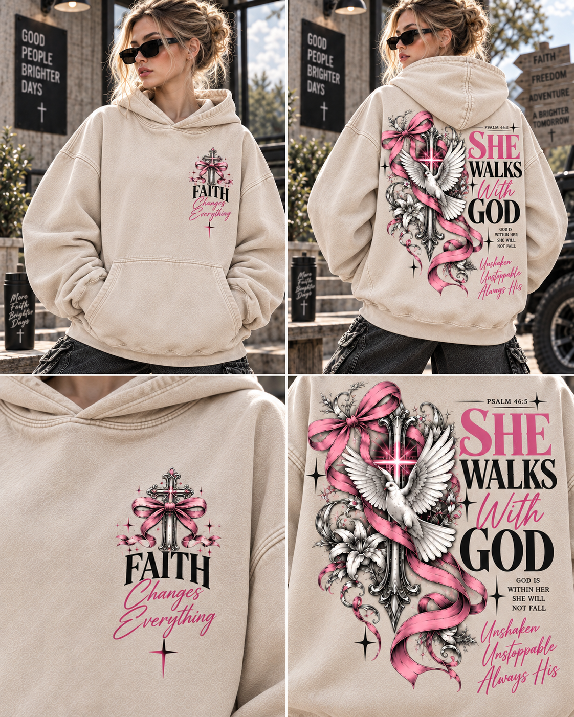 She Walks With God – Vintage Faith Hoodie