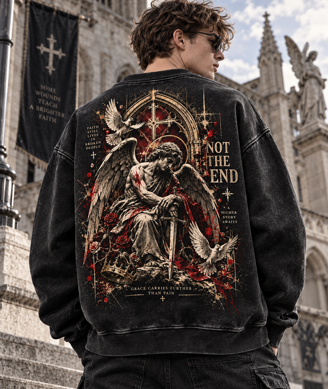 Not The End – Gothic Angel Vintage Sweatshirt