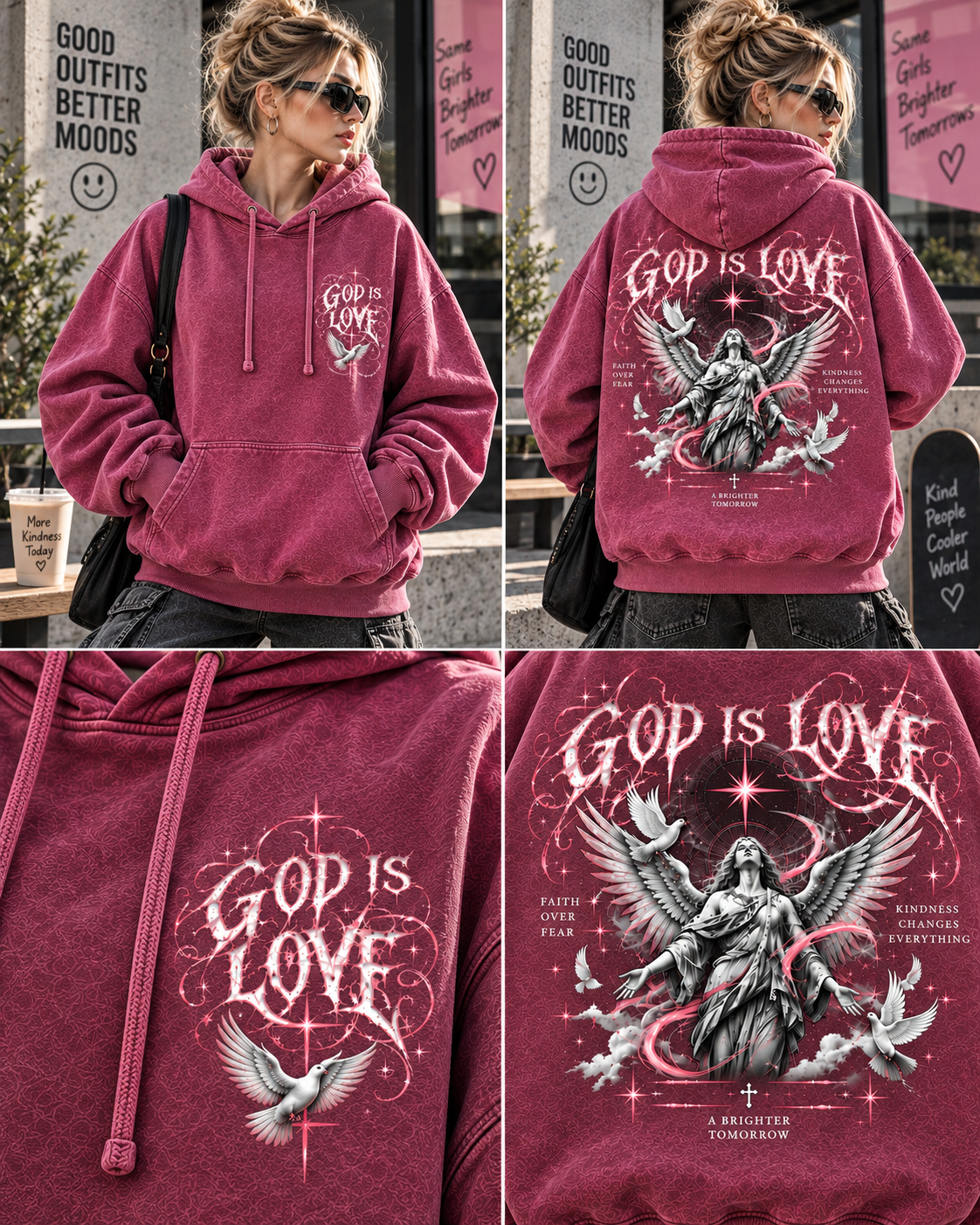 God Is Love Vintage Angel Hoodie