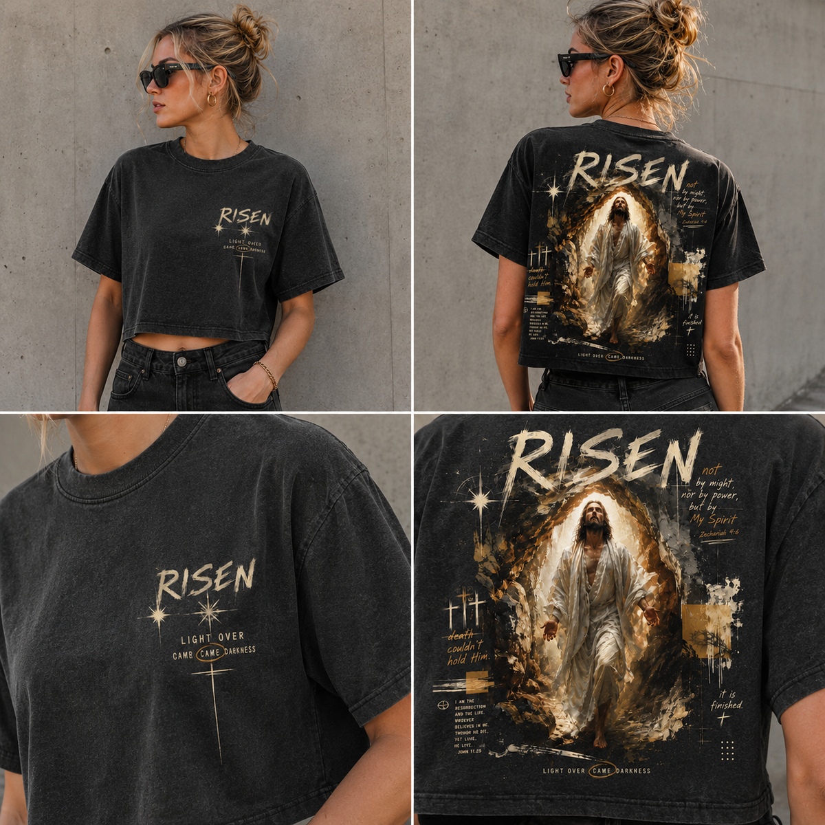 RISEN Faith Graphic Crop Top – Vintage Christian Streetwear