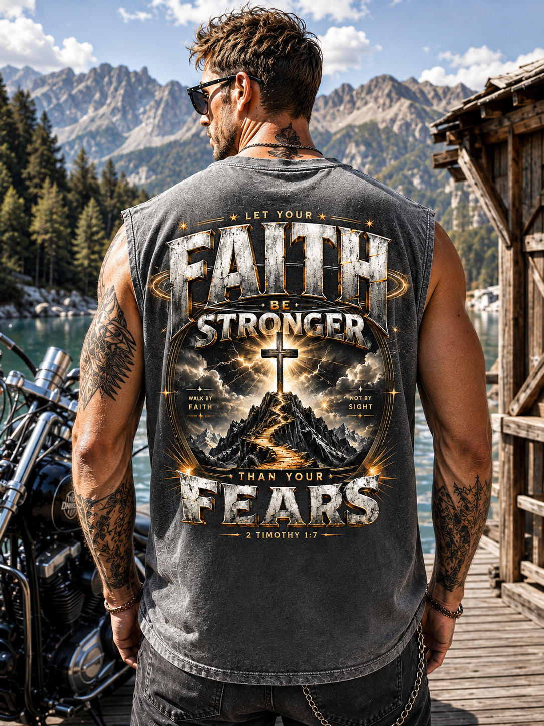 Faith Stronger Than Fear – Vintage Wash Muscle Tee