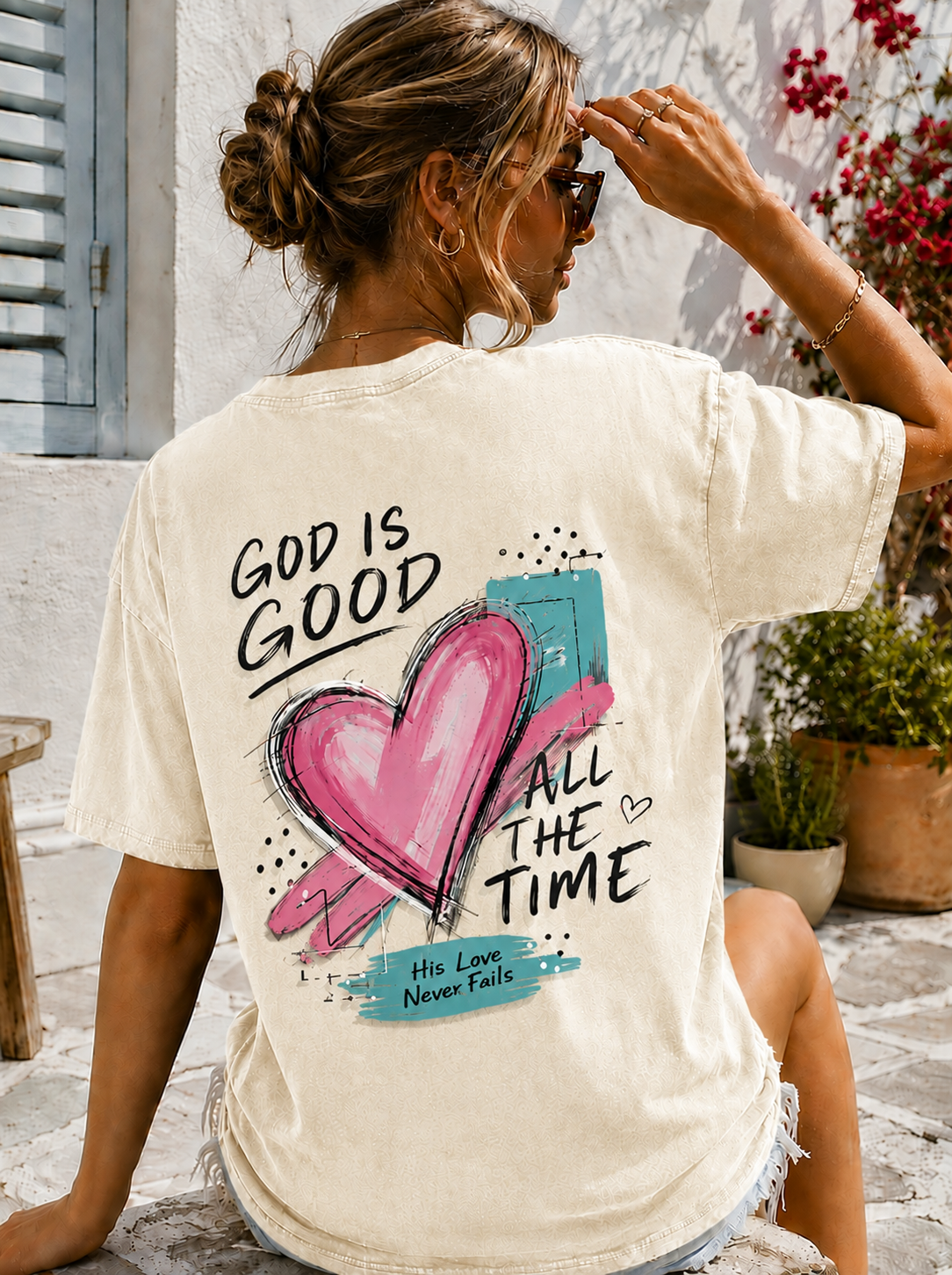 Washed Vintage Faith Graphic Tee – God Is Good