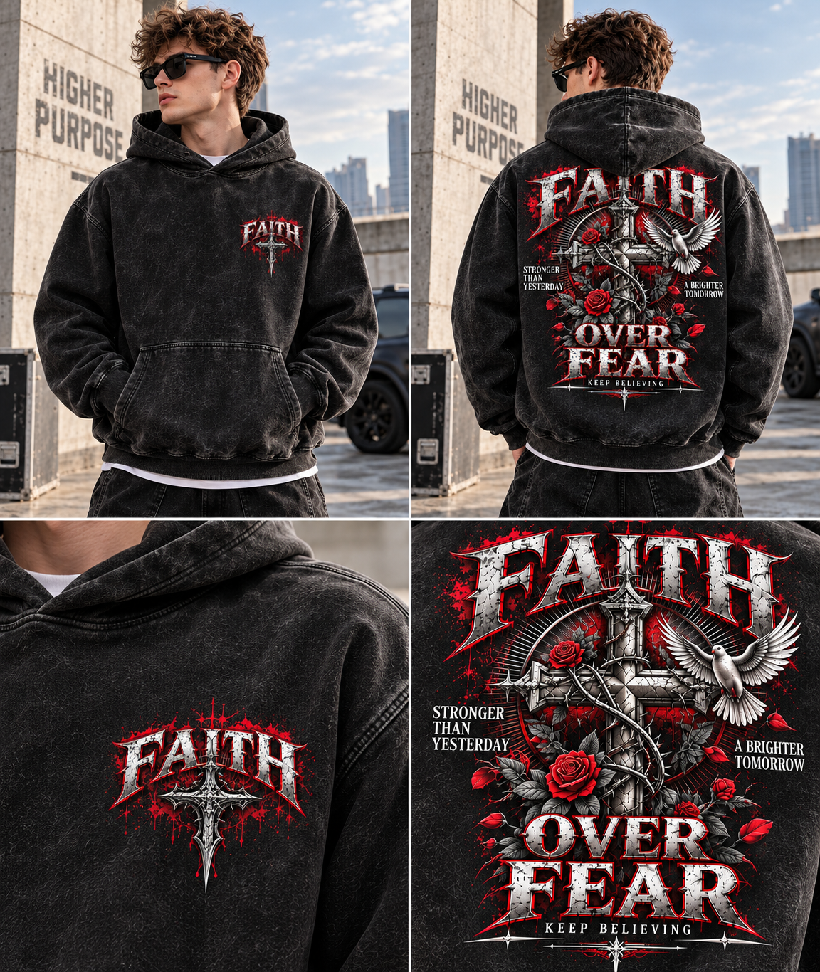 Faith Over Fear – Vintage Graphic Hoodie