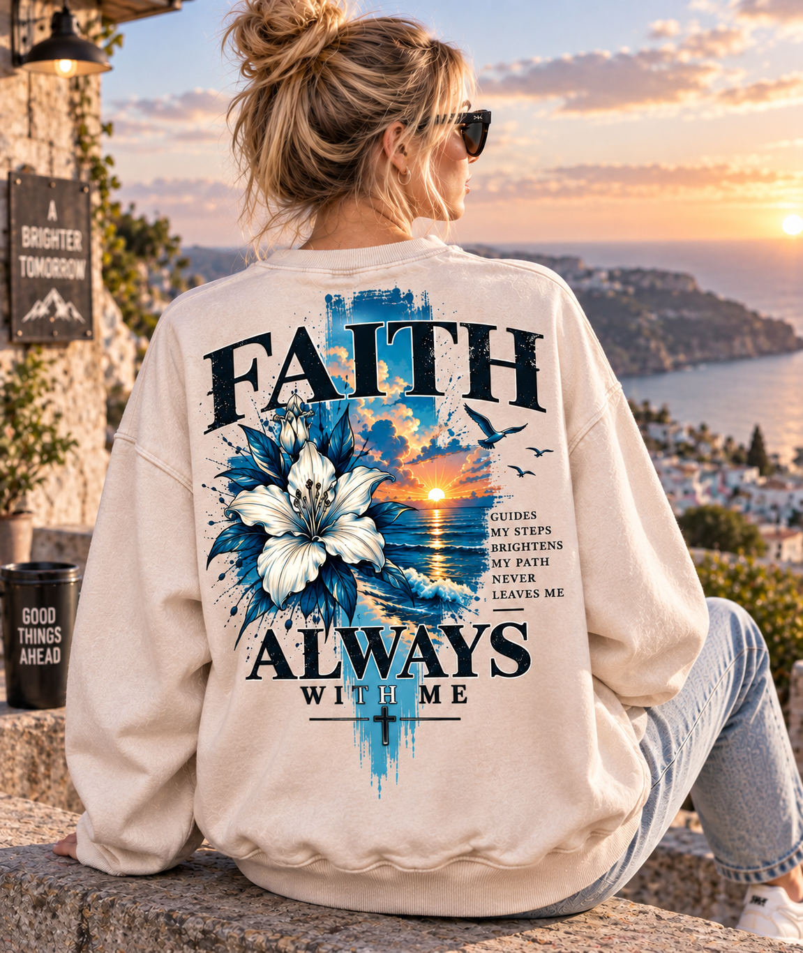Faith Always With Me – Vintage Floral Sweatshirt