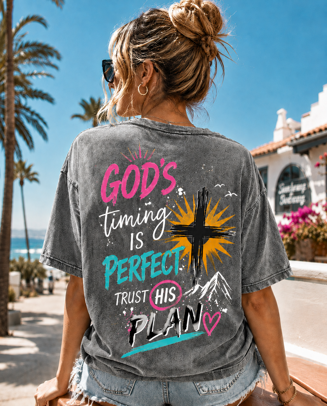 God’s Timing Is Perfect – Faith Graphic Washed Tee
